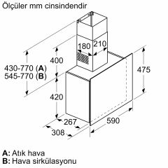 BOSCH  DWF65AJ60T Serie 4 Duvar Tipi Davlumbaz 60 cm Siyah Cam