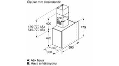 BOSCH DWF65AJ20T Serie 4 Duvar Tipi Davlumbaz 60 cm Beyaz Cam Yüzey