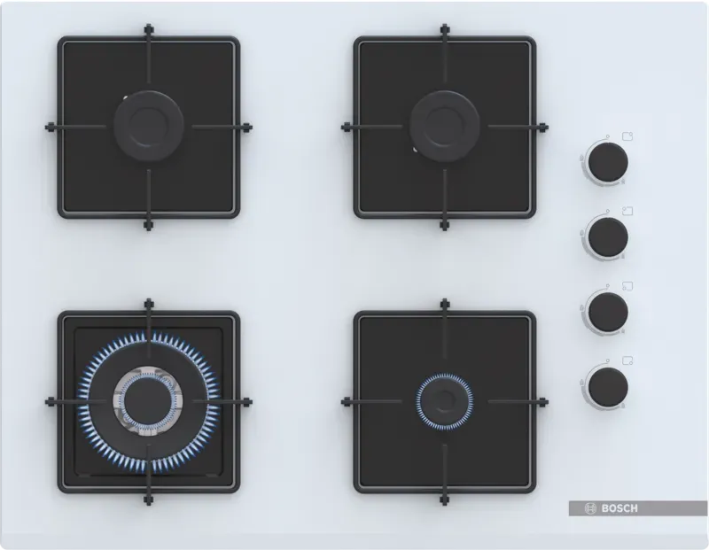 BOSCH POH7C2P31O Serie 4 Gazlı Ocak 67 cm Sert cam, Beyaz