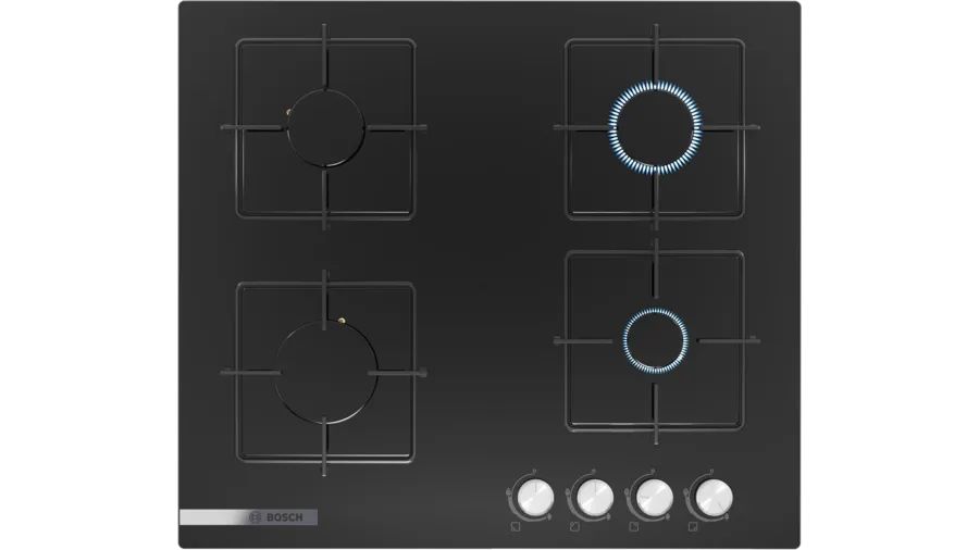 BOSCH Serie 2 Gazlı Ocak 60 cm Sert cam, Siyah