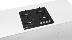 BOSCH PNP6C6O12O Serie 2 Gazlı Ocak 60 cm Sert cam, Siyah