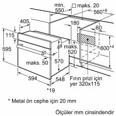 Bosch HIF534EB3T 66 L Buhar Destekli Ankastre Fırın Siyah