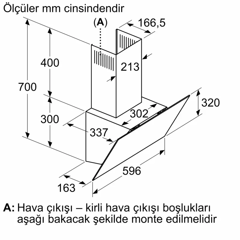 Serie 2 DWK64PJ60T Duvar Tipi Davlumbaz 60 cm Siyah Cam, Siyah