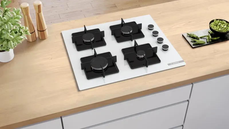 Serie 4 POP6C2P31O Gazlı Ocak 60 cm Sert cam, Beyaz