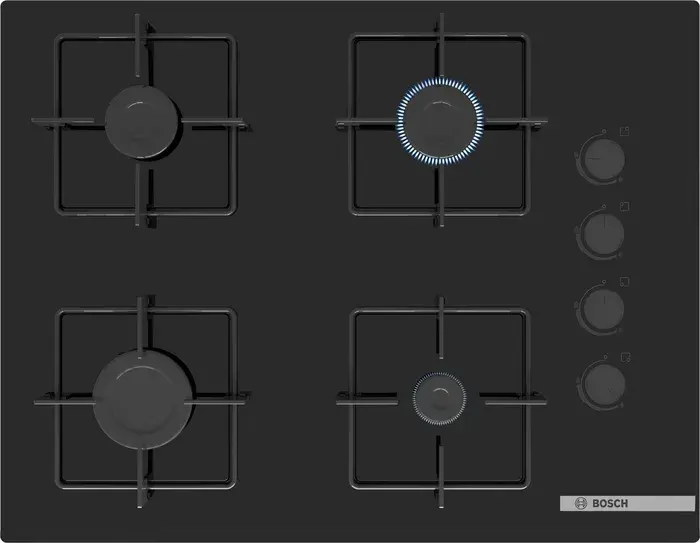 Serie 4 POP7C6P31O Gazlı Ocak 67 cm Sert cam, Siyah
