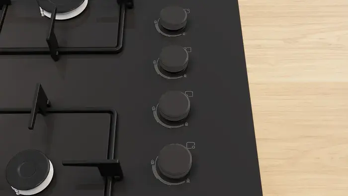 Serie 4 POP7C6P31O Gazlı Ocak 67 cm Sert cam, Siyah