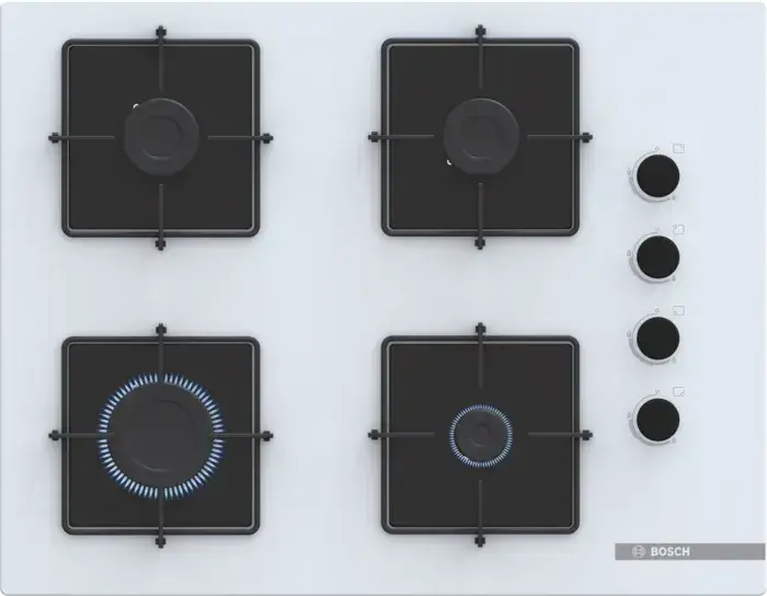 Serie 4 POP7C2P31O Gazlı Ocak 67 cm Sert cam, Beyaz