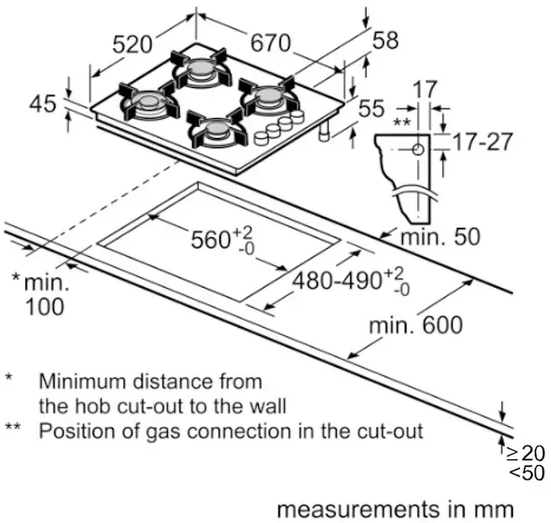 Serie 4 POP7C9P31O Gazlı Ocak 67 cm Sert cam, Antrasit gri