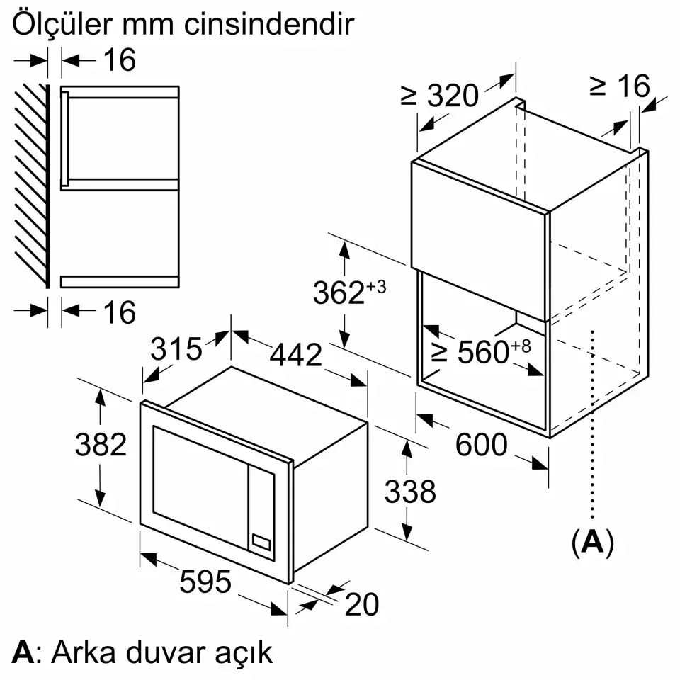 Serie 2 BFL623MB3 Ankastre Mikrodalga Siyah