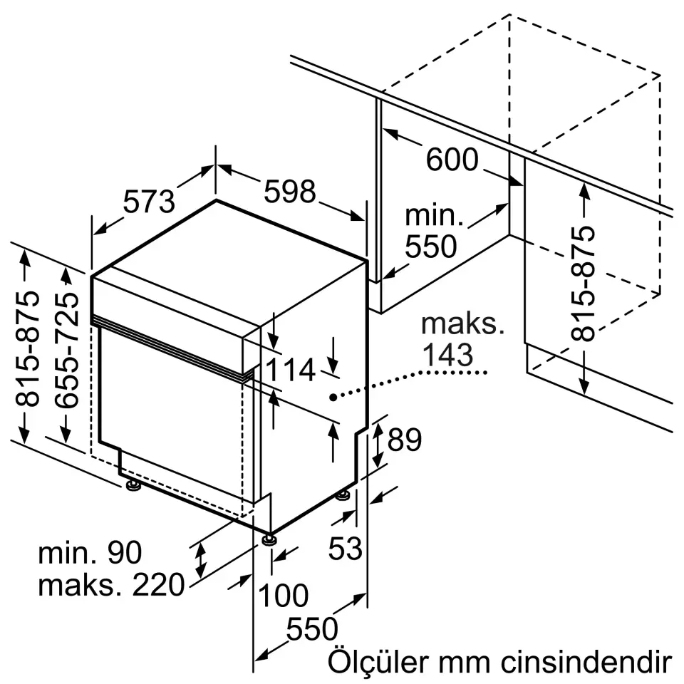 Serie 6 SMI4IMS62T Yarı Ankastre Bulaşık Makinesi 60 cm Paslanmaz çelik